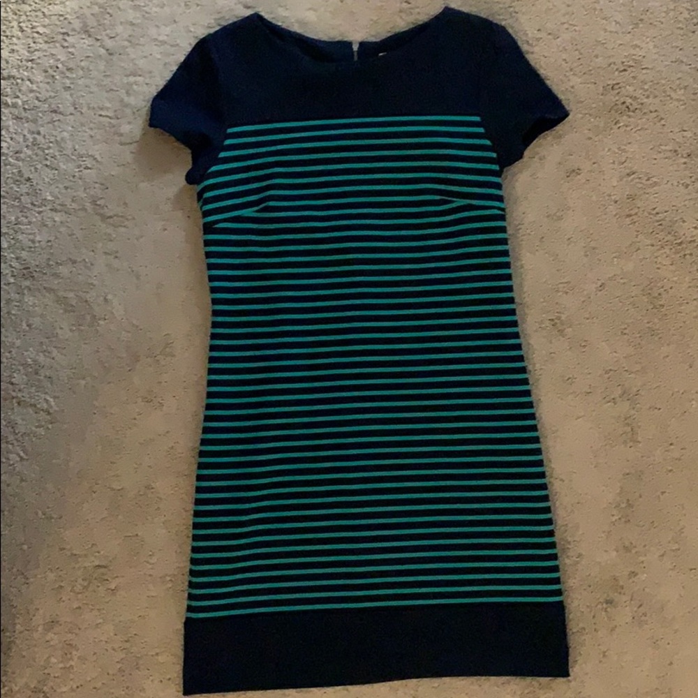 Laundry Shelli Segal navy/teal stripe dress (10)